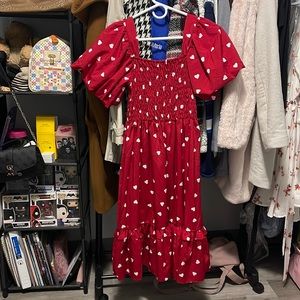red with heart dress